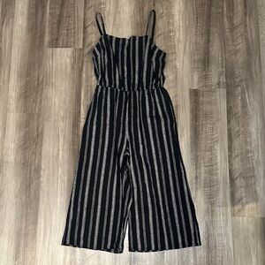 GAP Spaghetti Strap Striped Linen Blend Jumpsuit - Small
